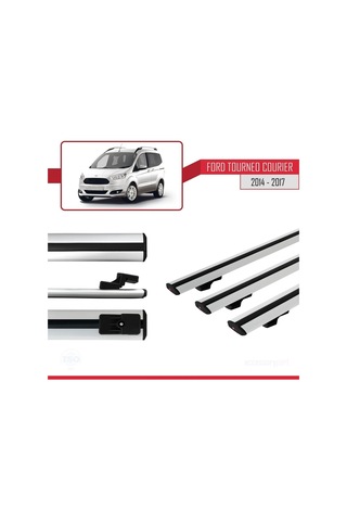 Ford Tourneo Courier 2014-2017 Arası İle Uyumlu Basic Model Ara Atkı Tavan Barı Gri 3 Adet