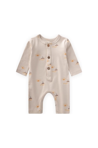 Baskılı Tulum 0-3 Yaş Yelken Desen Beyaz