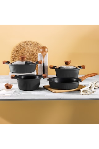 Aryıldız Lincoln 7 Parça Tencere Seti Siyah