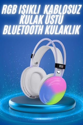 Rgb Işıklı Yüksek Ses Kaliteli Kablosuz Kulak Üstü Bluetooth Kulaklık Rgb Kulaklık