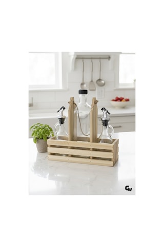 Ahşap Doğal 3lü 2+1 Set Yağdanlık Ve Sosluk Takımı Set Ihlamur - Kavak 1 Set Ahşap