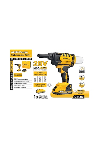 Sgs Sgs5465 Akülü 20v 2.0ah Perçin Tabancası