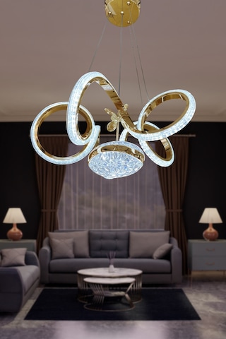 Kıvrım Eliza Tek Toplu Simli Slikonlu Modern Oturma Led Avizesi - Kumandasız / Gold Gold