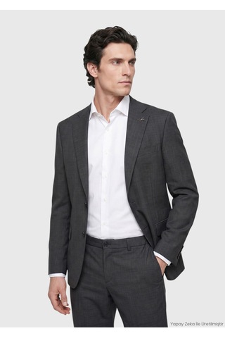 Ramsey Antrasit Modern Fit Yün Karışımlı Takım Elbise