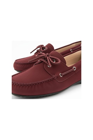 Ne&ve Shoes Bordo Süet Hakiki Deri Kadın Bağcıklı Loafer Ayakkabı