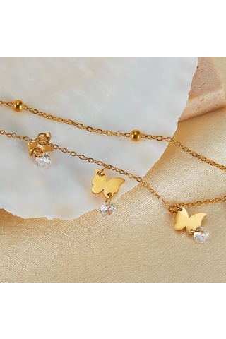 Sones Opk Gz200 Çift Katmanlı Paslanmaz Çelik Kelebek Bileklikler Altın