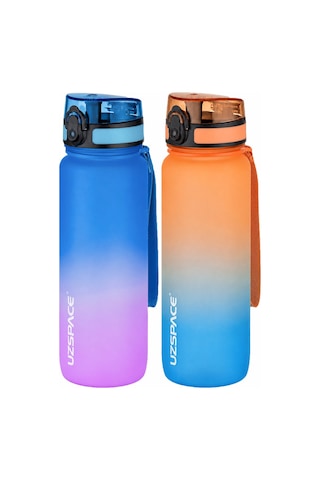 Uzspace 2'li Tritan Matara Seti 800 Ml Çift Renk Softtouch Ff Collection Tritan Su Matarası Mavipembe-turuncumavi