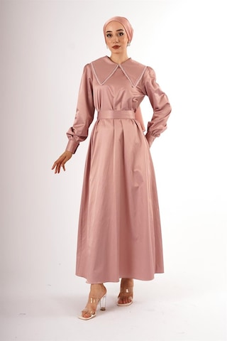 Pamuk Saten Pudra Elbise Beyaz