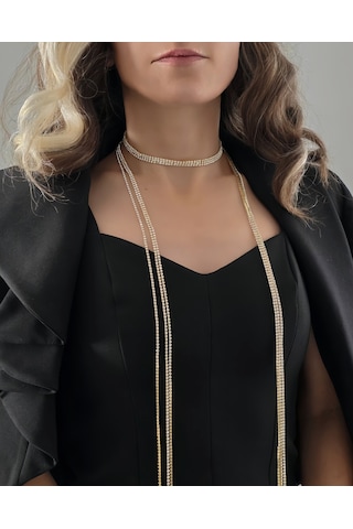 Altın Kaplama Üç Sıralı Su Yolu Şal Model Kolye Altın