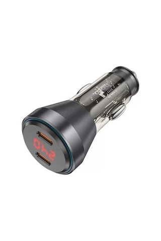 Hoco Nz12c Graceful Pd60w 2 Type-c Girişli Araç Çakmaklı Hızlı Şarj Aleti