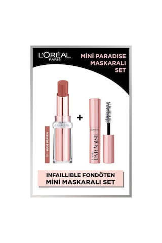 L'Oréal Paris Glow Paradise Balm-in-lipstick Işıltı Veren Ruj 191 Nude Heaven + Mini Paradise Maskara 4.7 ML