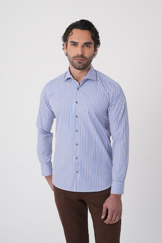 Bisse Uzun Kollu İtalyan Yaka Mavi Desenli Erkek Gömlek Gmczg252052 C35 Mavi