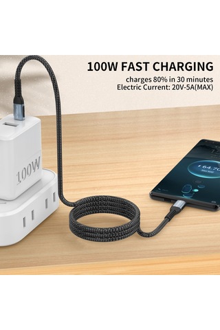 Ahastyle XC01 Tip-c Tip-c 1 M Usb-c Pd Hızlı Şarj Kablosu 100 W