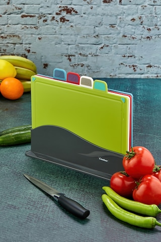 Cooker 4'lü Renkli Kaymaz Kesme Tahtası Seti - Hijyenik Ve Kategorili Kullanım Çok Renkli