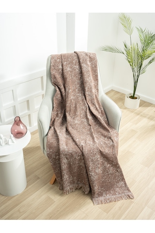 Ecre Çok Amaçlı Pamuklu Örtü- Kanepe-koltuk Şalı-koltuk Örtüsü 170x220 Brown2