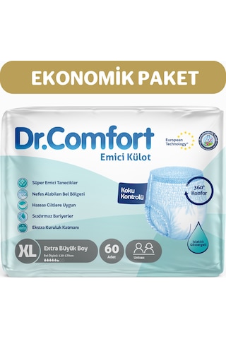Dr.Comfort Yetişkin Emici Külot Büyük Boy XL 2 x 30'Lu 60 Adet