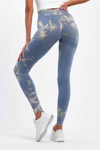 Arkası Büzgülü Seamless Desenli Tayt Gri