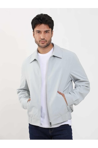 Dufy Gri Erkek Regular Fit Düz Klasik Yaka Bomber Mont - 104404-Gri