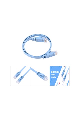 Lemestar Mavi 0.5m Cat6 Düz Rj45 Ağ Kablosu - 1000mbps Gigabit, Su Geçirmez, Anti-parazit, Saf Bakır Çekirdek, 250mhz Aktarım Hızı