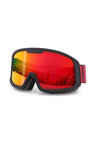 Xindoker Kış Sporları Gözlüğü - Çift Katmanlı Buhar Engelleme, Uv Koruma, Tpu Çerçeve, Erkek/kadın Kayak Gözlüğü Siyah Çerçeve Kırmızı Lens Kırmızı