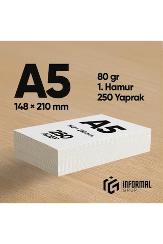 İnformal Fotokopi Kağıdı Premium Kalite A5 80 Gr 250 Yaprak