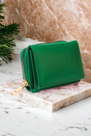 Mygeppetobag Kadın Fermuarlı Ve Çıtçıtlı Bozuk Para Bölmeli Şık Cüzdan Yeşil Çok Renkli