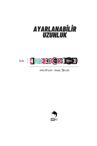 Aztec Light Kedi Boyun Tasması, Boğulma Önleyici Kilitli, Zil Hediyeli Pembe, Fuşya, Mint