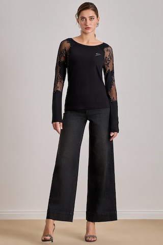 Reglan Kollu Siyah Örme Bluz Siyah