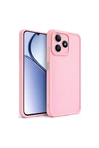 Realme C63 Uyumlu Kamera Çıkıntılı Mat Silikon Telefon Kılıfı Pembe