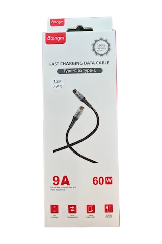 Atongm Type-c To Type-c Şeffaf Kablo 9a/60w Hızlı Şarj Kablosu Örgülü