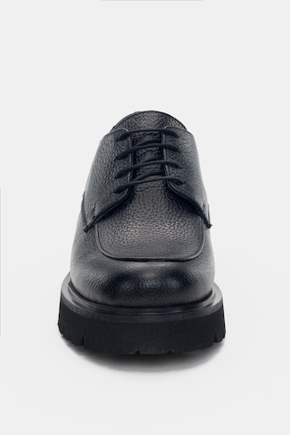 Calder Hakiki Deri Bağcıklı Kadın Loafer- Siyah