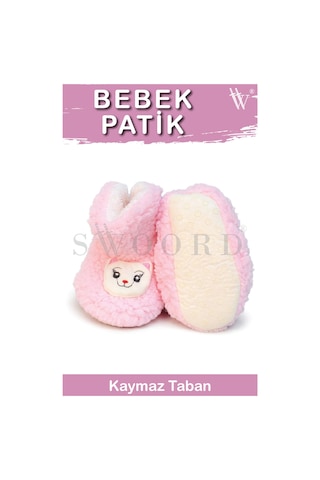 Swoord Peluş Astarlı Ve Yüzeyli Kaydırmaz Taban Çocuk Patik Çocuk Panduf Pembe