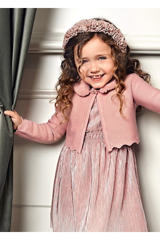 Mayoral Abel&lula Kız Çocuk Kürk Yakalı Triko Hırka Pembe