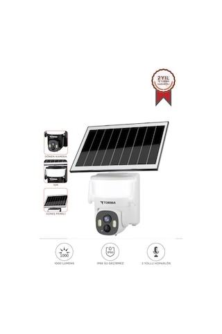 Torima Cmr30 Beyaz Şarjlı Duvar Lambası Görünümlü Dış Mekan Kamerası Akıllı Ip Güneş Enerjili Kamera