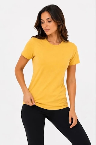 Hazego Basic Tişört Bisiklet Yaka Kısa Kol Günlük Yazlık Slim Fit T-shirt - Sarı