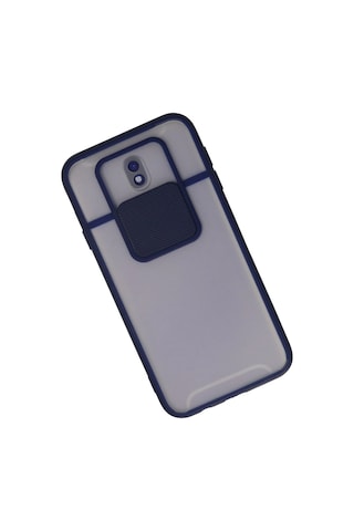 Cosmotex Newface Samsung Galaxy J7 Pro / J730 Kılıf Palm Buzlu Kamera Sürgülü Silikon - Lacivert