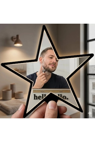 Mey İthalat Yıldız Tasarım Kırılmaz Pleksi El Aynası - 10x10 Cm Unisex Çanta Boyu Çok Renkli