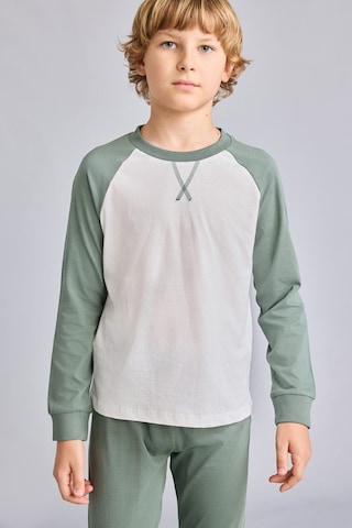 Defacto %100 Pamuk Bisiklet Yaka Reglan Uzun Kollu Üst Lastik Paça Alt 2li Pijama Takımı Erkek Çocuk I1443a826aukh458 Haki-kh458