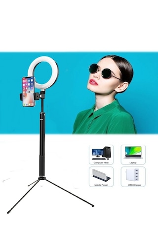 2ın1 6inç Tripod Standl -video Selfie Stüdyo Makyaj Işığı-160cm