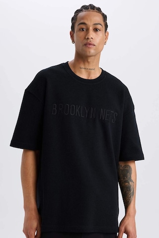 DeFactoFit NBA Brooklyn Nets Oversize Geniş Kalıp Bisiklet Yaka Kısa Kollu Waffle Tişört D8504AX25SPBK81