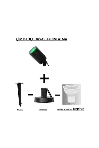 Seka Tech Zita Çim Bahçe Duvar Aydınlatma Ampul Rozanslı ve Kazıklı Armatür Yeşil