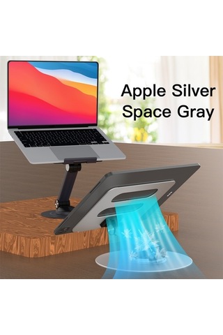 Ebitda Küçük Boy Alüminyum Masaüstü Katlanır Dizüstü Bilgisayar Braketi Ayarlanabilir Soğutma Standı - Gümüş