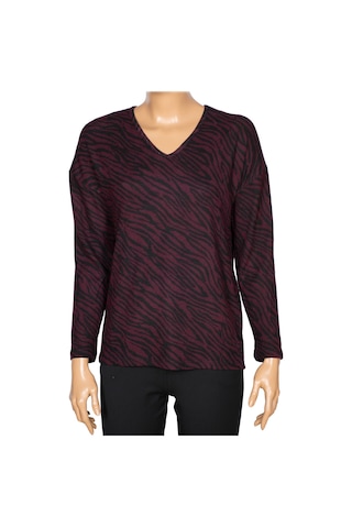 Barem Kadın Lina Büyük Beden Kışlık V Yaka Yumoş Bordo Bluz D06 Siyah