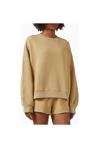 Represent Initial V Notch Sweater, Pamuklu Fleece, Minimalist Ve Lüks Günlük Sweater Açık Kahverengi
