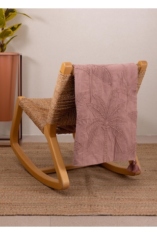 The Mia Throw Koltuk Şalı Püsküllü Gül Kurusu 170x130 Gül Kurusu