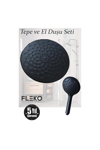 Fleko El Duşu Tepe Duşu Duş Başlığı Banyo Robot Duş Başlık Seti B Siyah