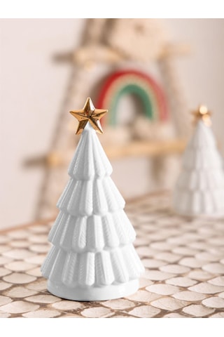 The Mia Dekoratif Led Işıklı Yılbaşı Ağacı Beyaz 8x8x14 Cm Sus0121