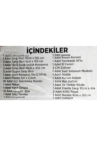 İlk Yardım Içeriği Ecza Dolabı Yedek İçerik İlk Yardım Malzemeler