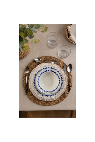 Bernardo Blue Flower 24 Parça 6 Kişilik Yemek Takımı Beyaz