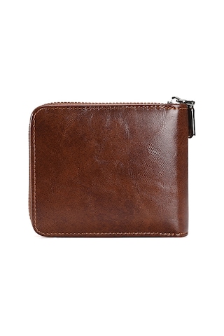 Sones Rfıd Hırsızlığa Karşı Korumalı Erkek Cüzdanı Çok İşlevli Kısa Fermuarlı Çanta Kahverengi